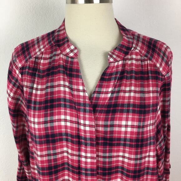 Lane Bryant  Pink Plaid Long Sleeve NWT  Pop Over Top 14 - Picture 2 of 6